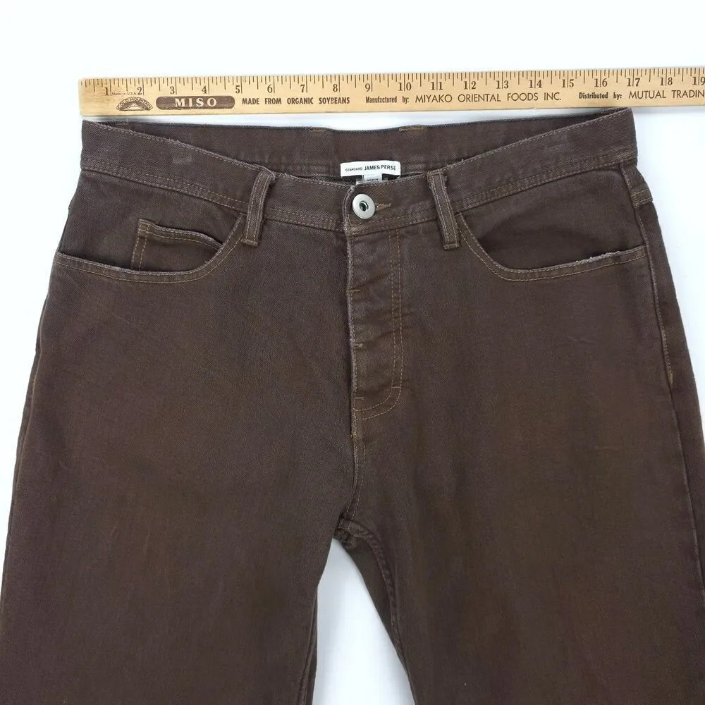 NEW James Perse Garment Dyed Comfort Stretch Straight Jeans Brown Denim 34x30